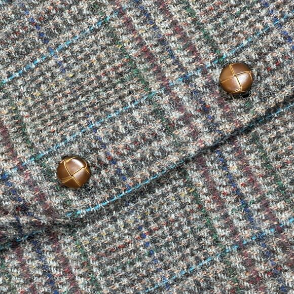 Vtg Lands' End Charter Collection Tweed Blazer Plaid Two Button Sport Coat 46L - Picture 4 of 10